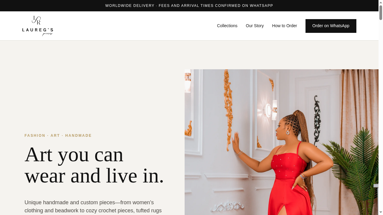 Laureg's Pieces fashion website homepage